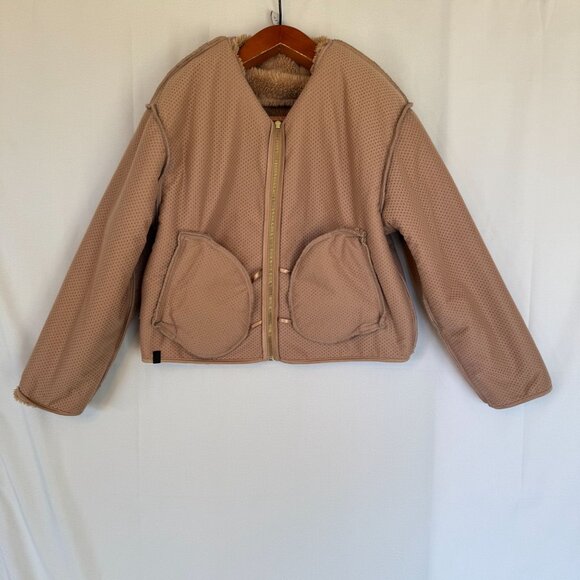 VARLEY Highwood Sherpa Faux Fur Zip Front Jacket In Roebuck/Tan Size Large - Picture 9 of 14